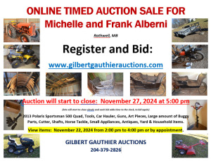 ONLINE TIMED AUCTION SALE FOR MICHELLE AND FRANK ALBERNI